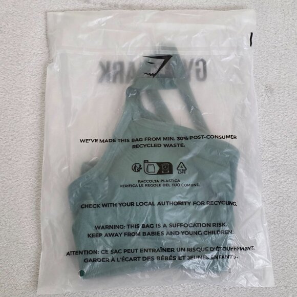 Gymshark Lift Seamless Sports Bra Womens Medium Green Light Support Workout - Picture 4 of 4